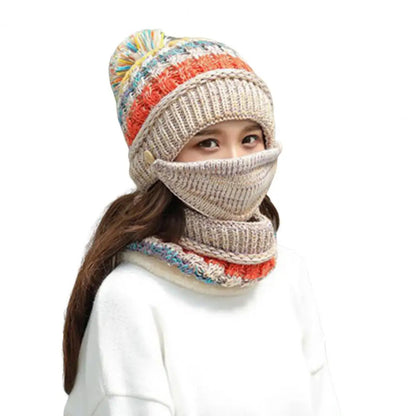 Lavisa - Cozy Knitted Hat Scarf Set with Velvet Lining