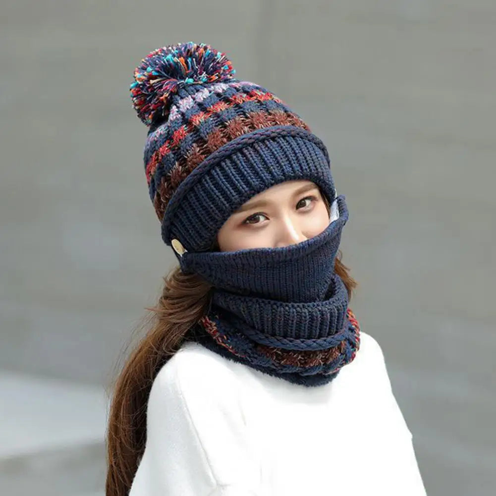 Lavisa - Cozy Knitted Hat Scarf Set with Velvet Lining