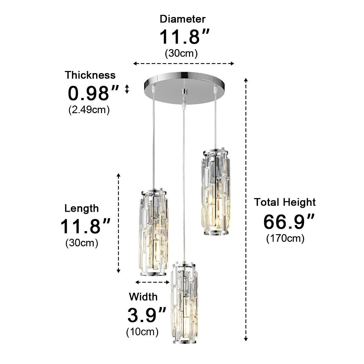 Lavisa - Dimmable Industrial Crystal Glass Pendant Light