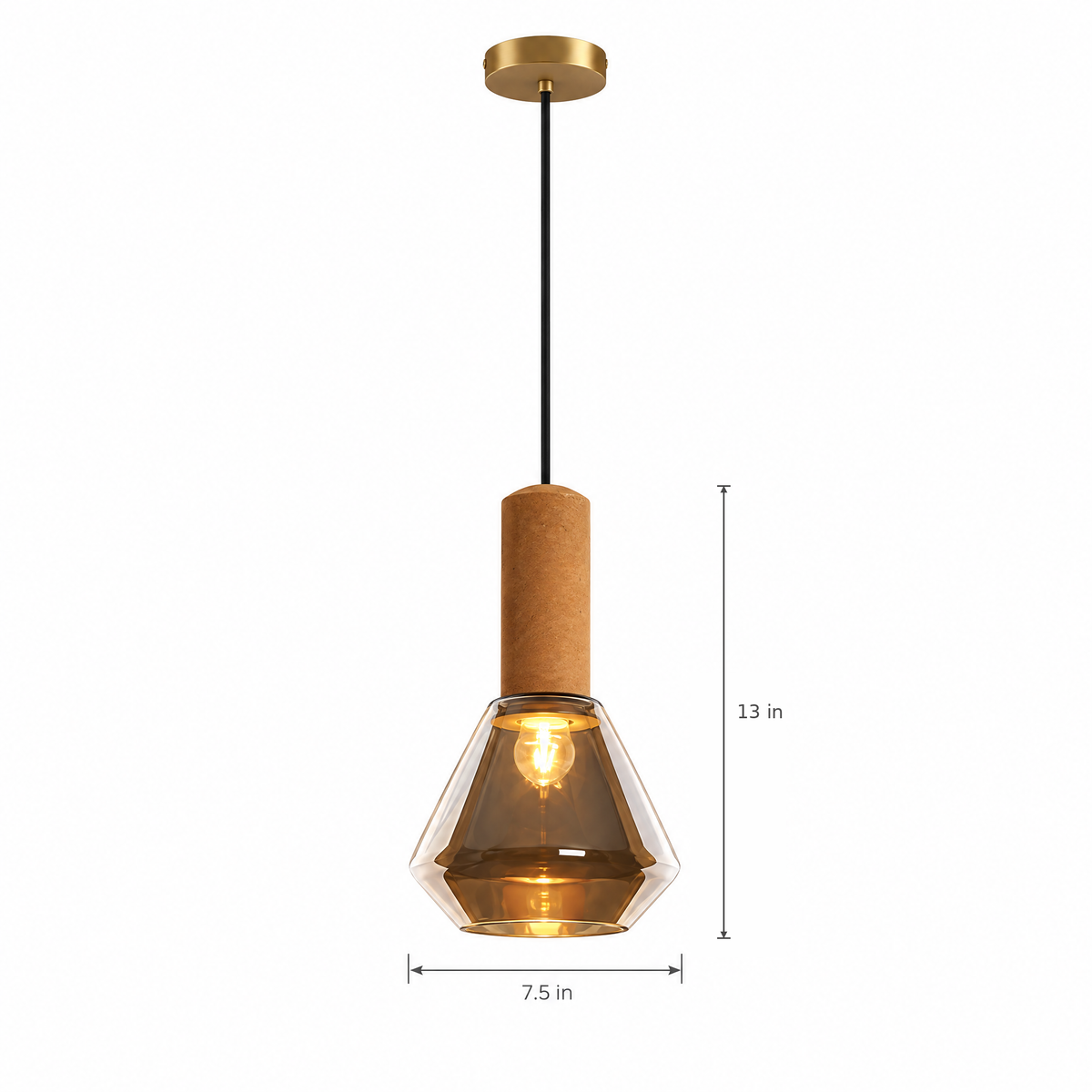 Lavisa - Copper Glass Jar Pendant Light with Wood