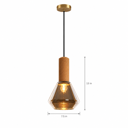 Lavisa - Copper Glass Jar Pendant Light with Wood