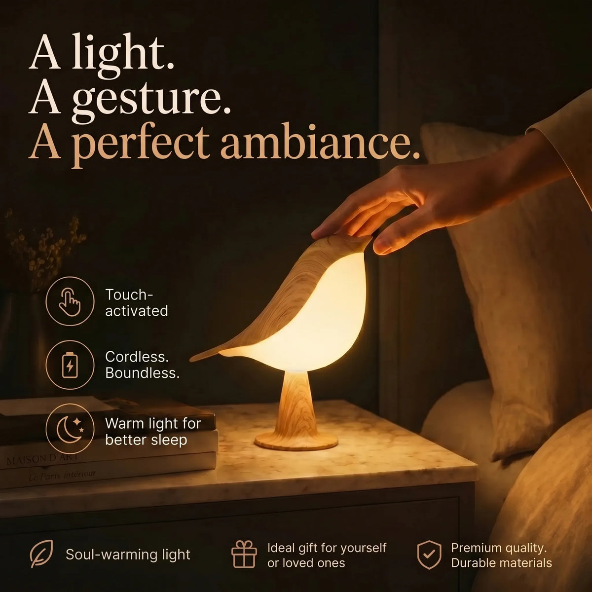 Lavisa - Cordless Rechargeable Bird Touch Table Lamp