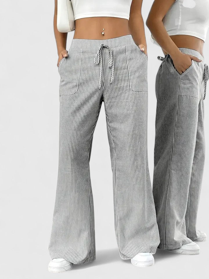 Lavisa - Pleated Wide Leg Drawstring Pants