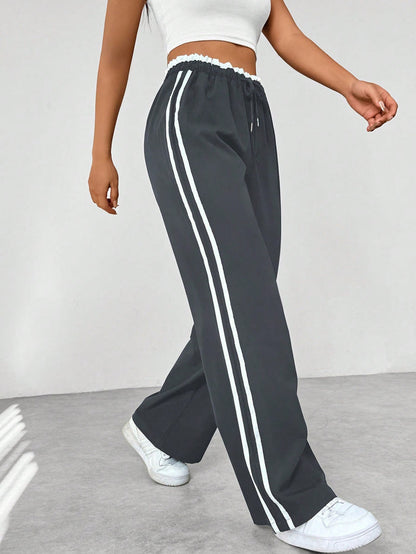 Lavisa - Women's Side-Stripe Wide-Leg Track Pants
