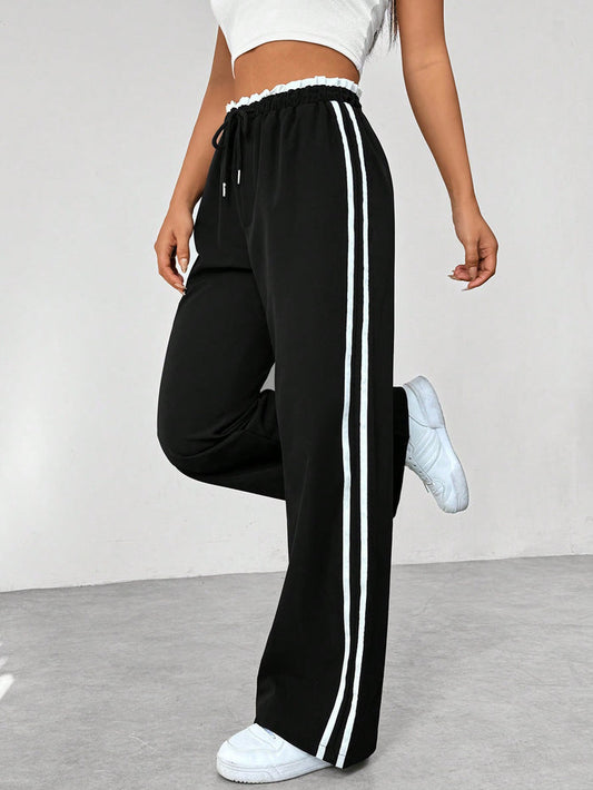 Lavisa - Women's Side-Stripe Wide-Leg Track Pants