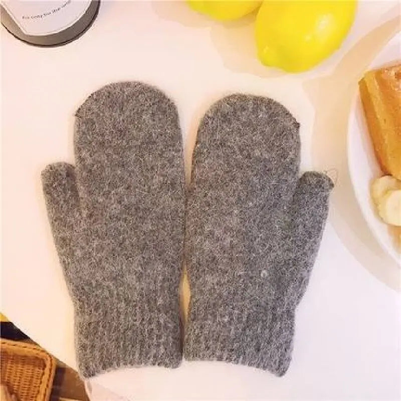 Lavisa - Cashmere Knit Winter Mittens with Faux Fur Trim