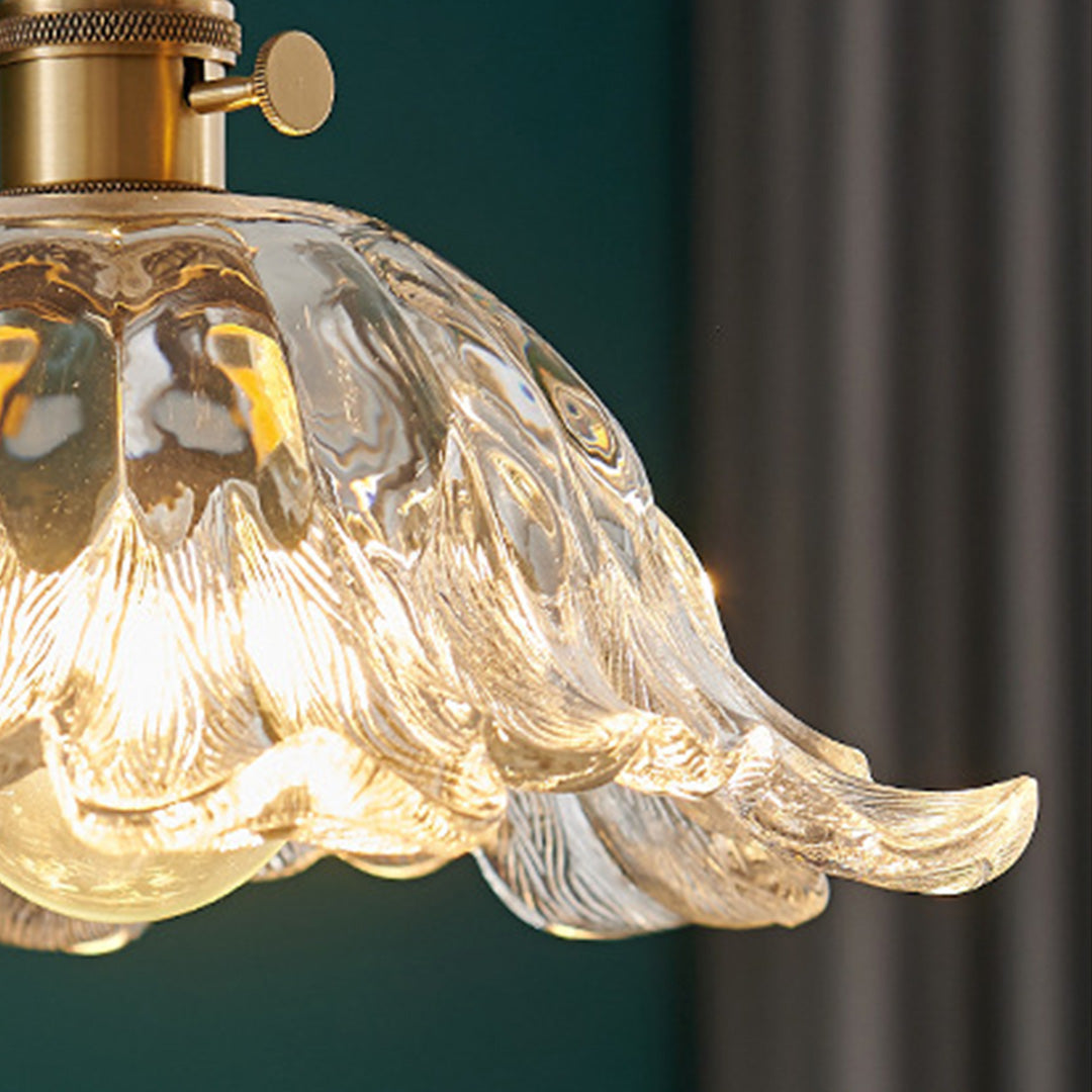 Lavisa - Japanese Floral Glass Pendant Light Brass Ceiling Fixture