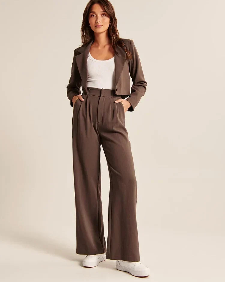 Lavisa - Women's Flowy Wide Leg Dress Pants - High Waist Tailored Trousers