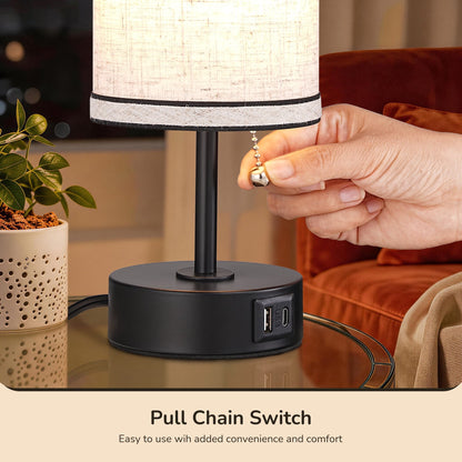 Lavisa - Small Bedside Table Lamps with USB Charging Ports