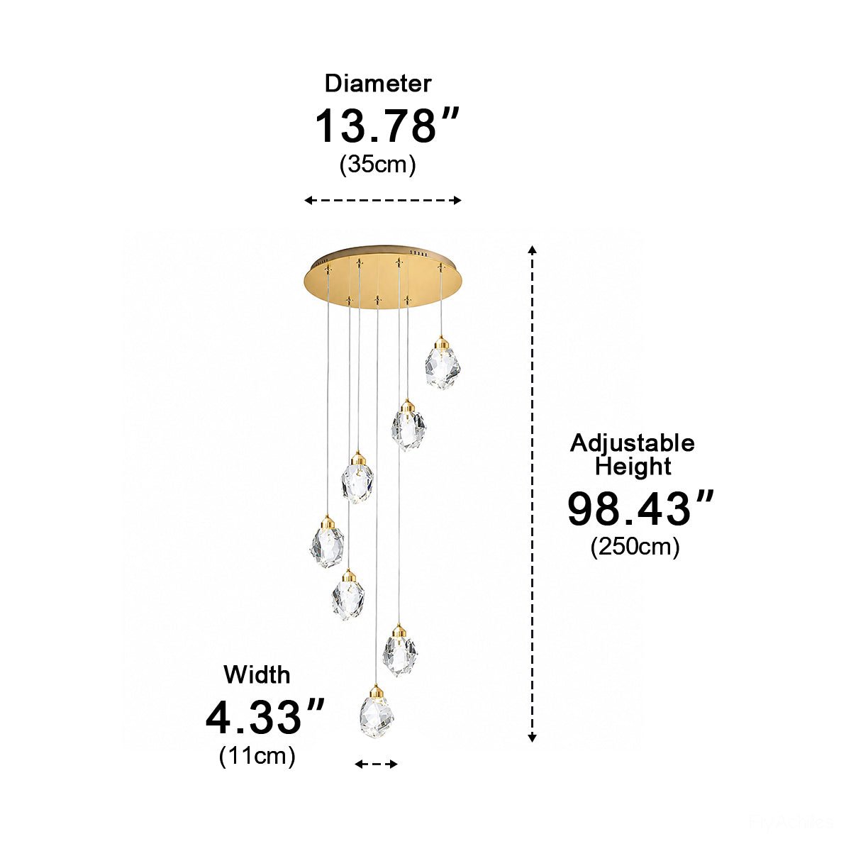 Lavisa - Luxury Brass and Crystal Pendant Light with Dimmable LED