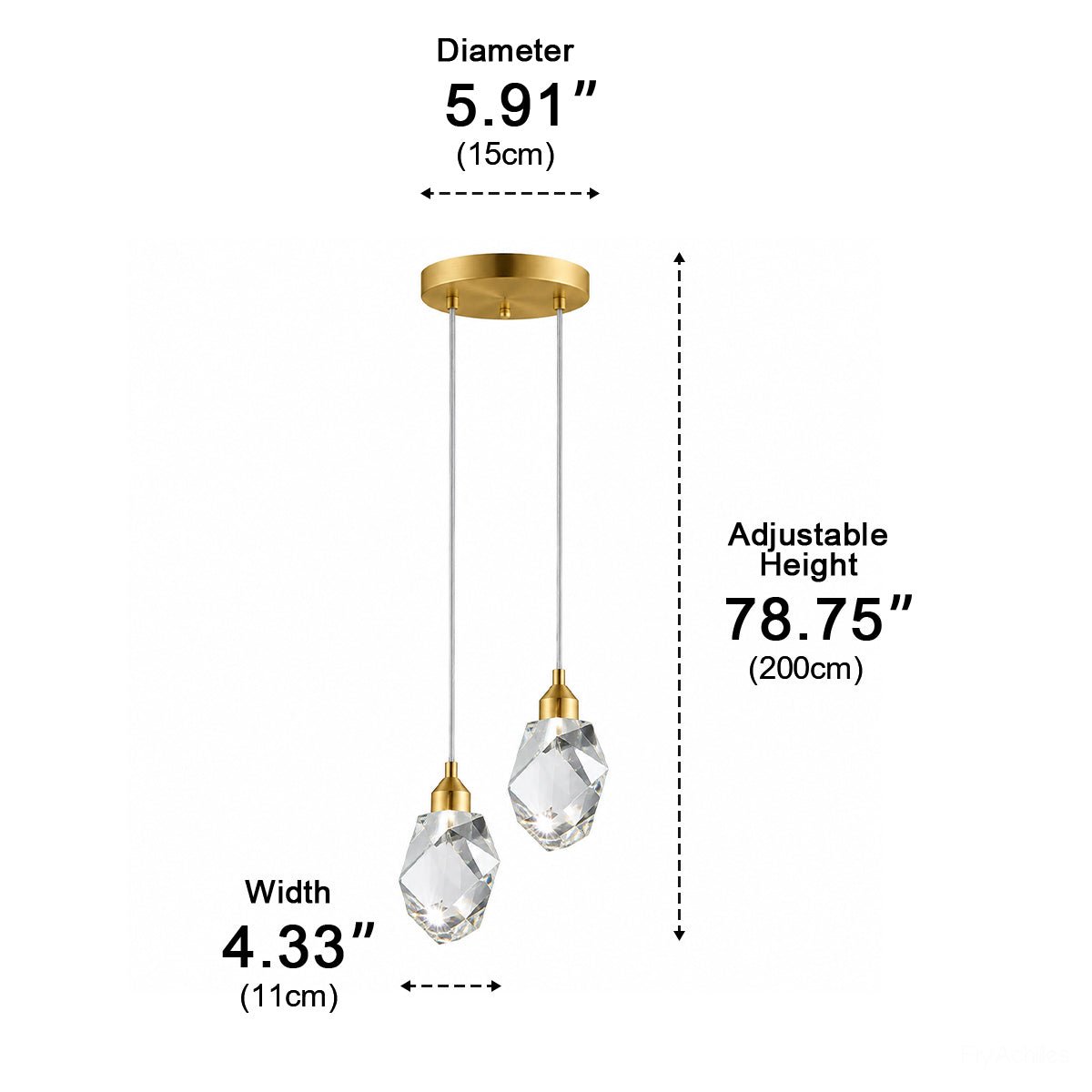 Lavisa - Luxury Brass and Crystal Pendant Light with Dimmable LED