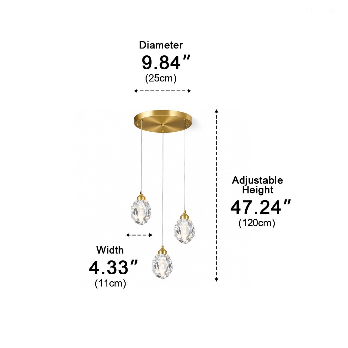 Lavisa - Luxury Brass and Crystal Pendant Light with Dimmable LED