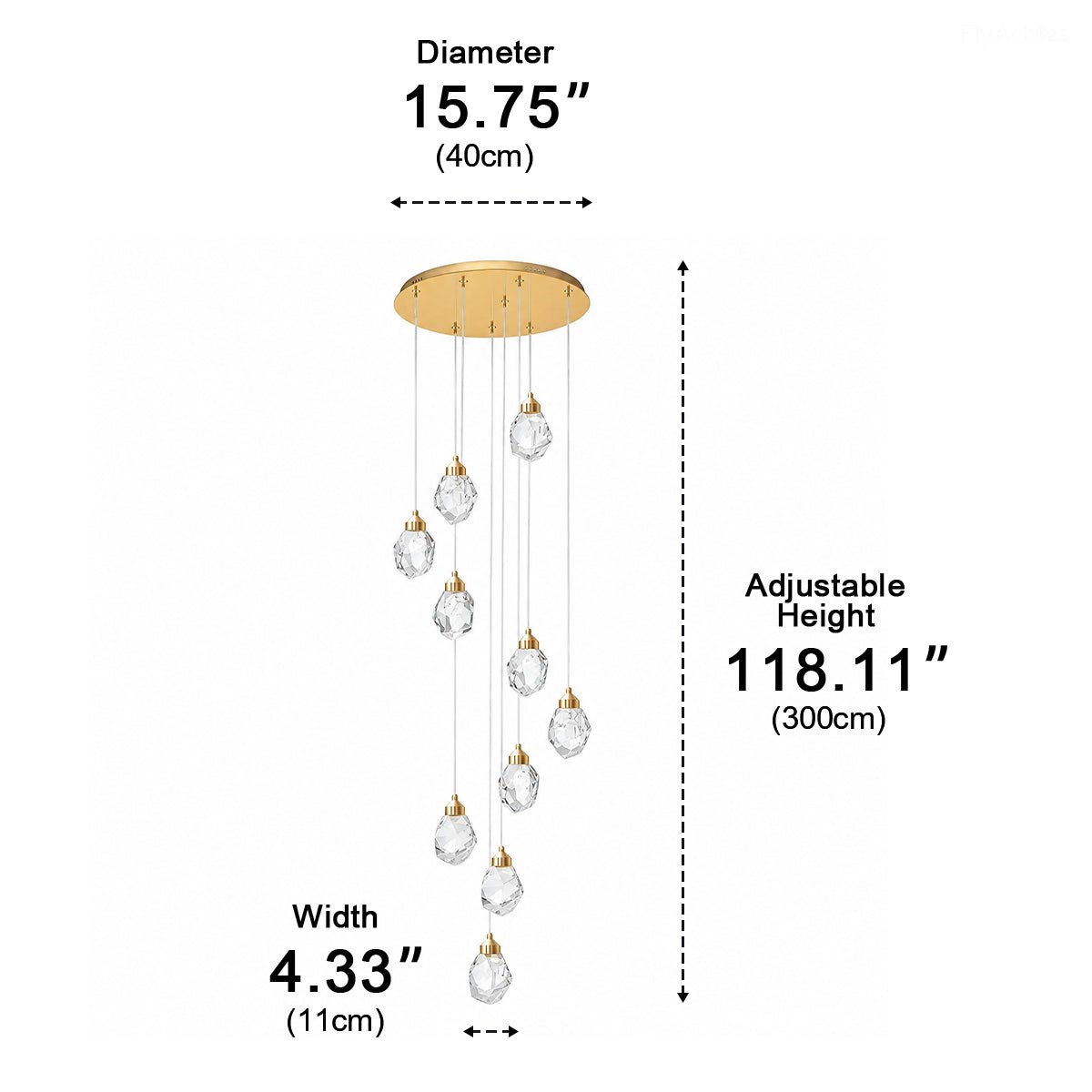 Lavisa - Luxury Brass and Crystal Pendant Light with Dimmable LED
