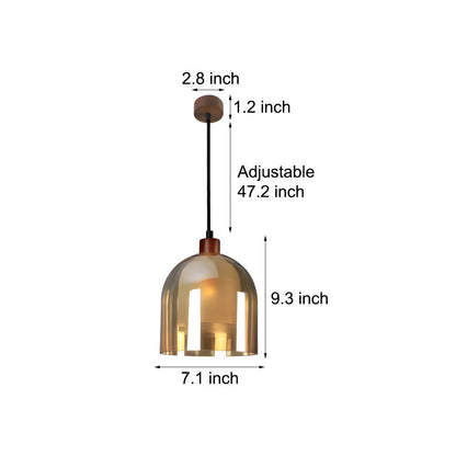 Lavisa - Double Glass Pendant Light with Brown Wood