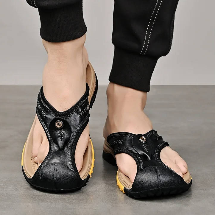 Men's Closed Toe Sport Sandals - Sole & Material View | Lavisa