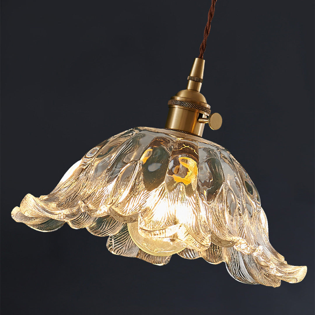 Lavisa - Japanese Floral Glass Pendant Light Brass Ceiling Fixture