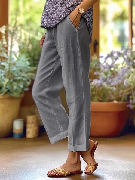 Lavisa - Womens Relaxed Straight Leg Casual Pants with Pockets