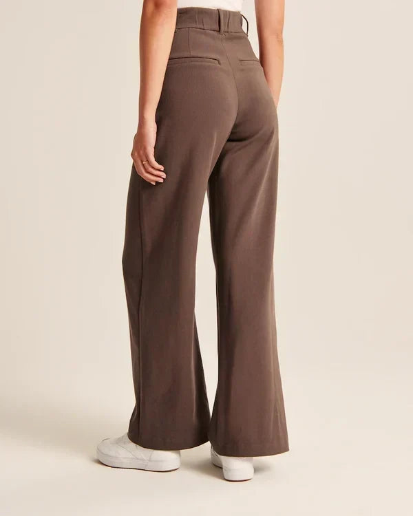Lavisa - Women's Fitted Flared Pants - High Rise Flare Leg Dress Trousers