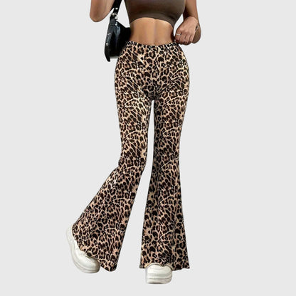 Lavisa - Trendy Leopard Print High Waist Bootcut Pants