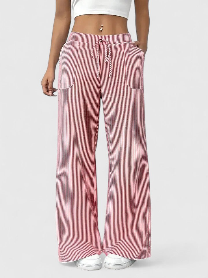 Lavisa - Relaxed Wide Leg Drawstring Pants with Pockets