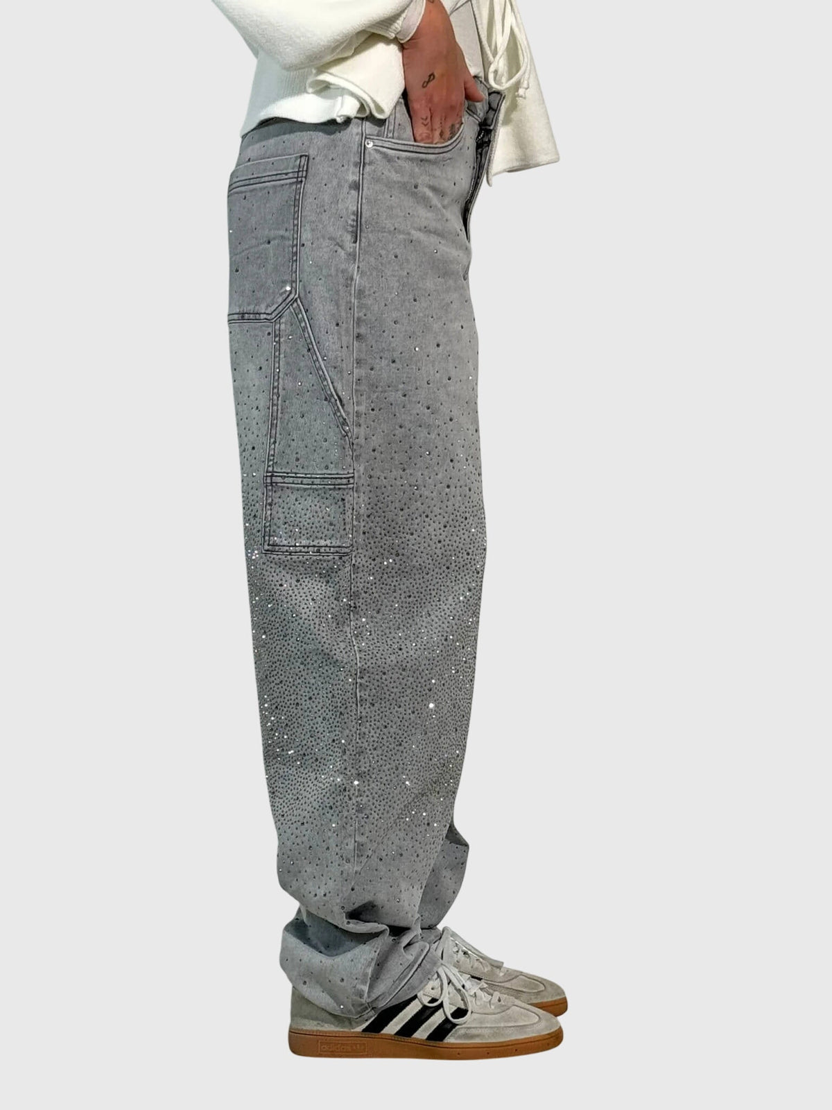 Lavisa - Elegant Diamond Embellished Loose Fit Pants for Women