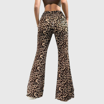 Lavisa - Trendy Leopard Print High Waist Bootcut Pants