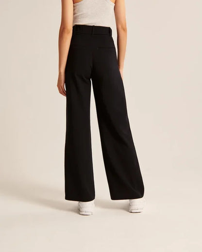Lavisa - Women's Fitted Flared Pants - High Rise Flare Leg Dress Trousers
