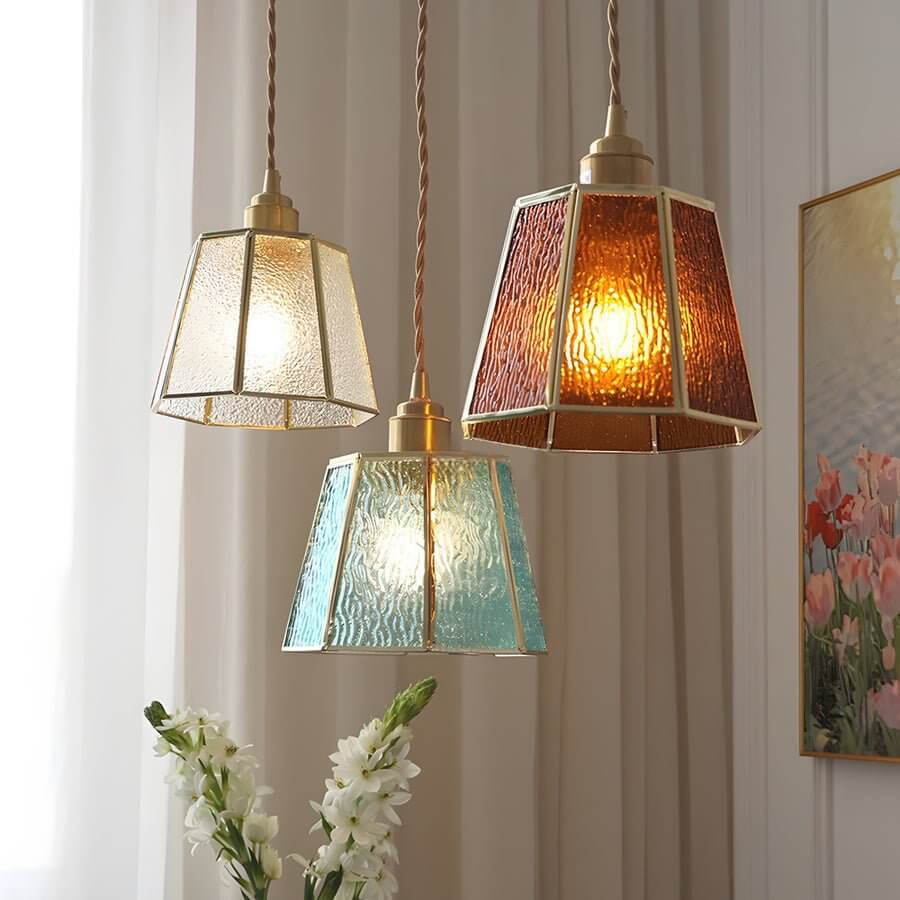 Lavisa - Polygonal Brass and Glass Pendant Light