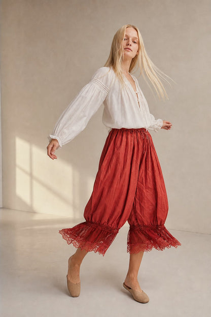 Lavisa - Vintage Lace Cuff Lantern Pants