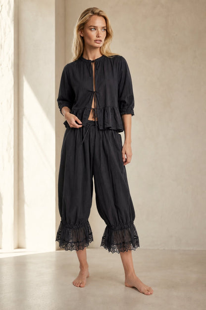 Lavisa - Vintage Lace Cuff Lantern Pants