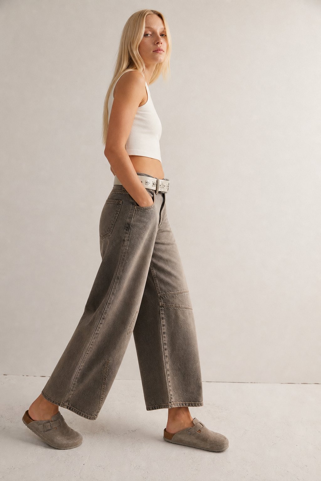 Lavisa - Womens Barrel Leg Wide Leg Denim Jeans