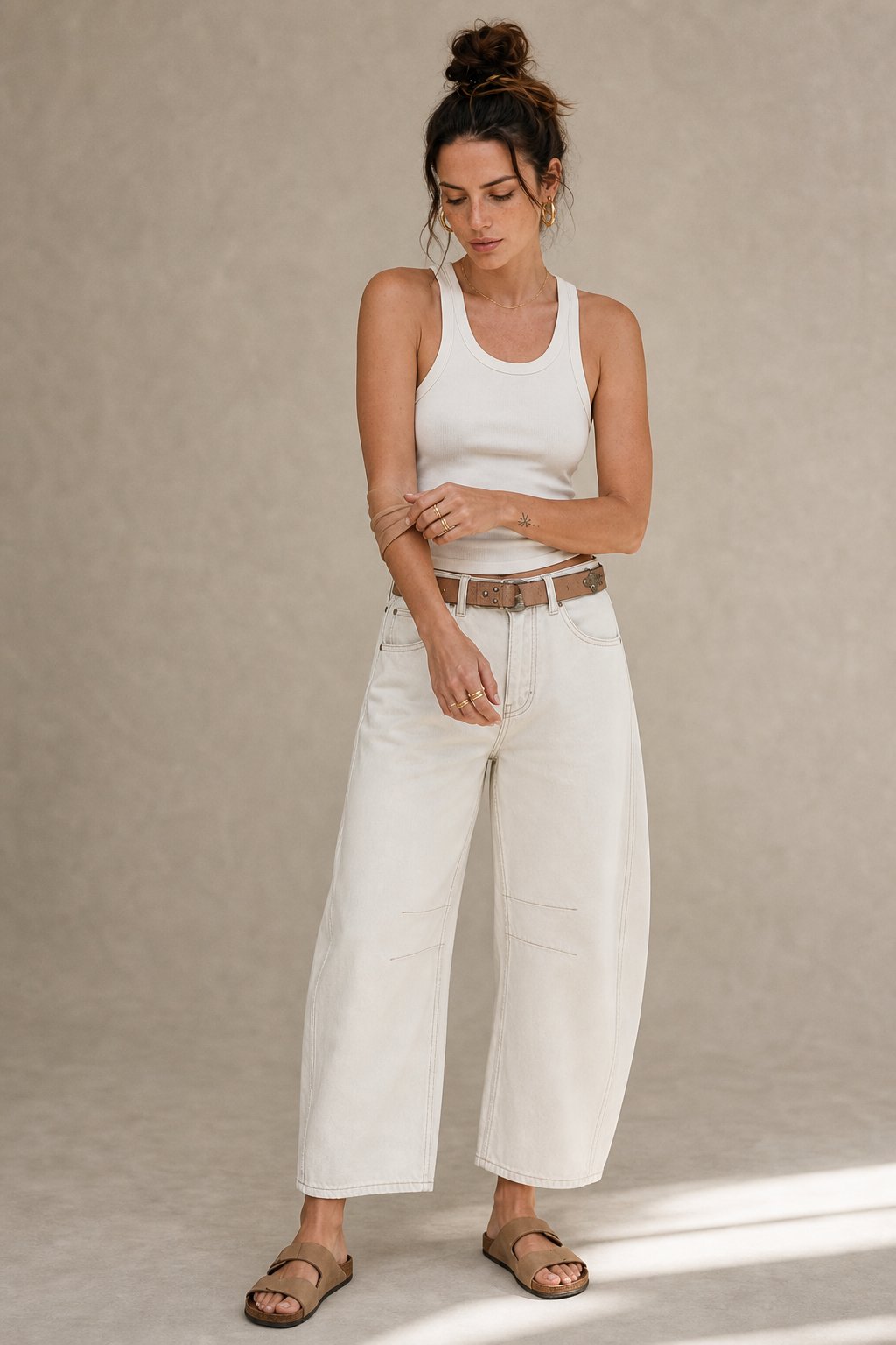 Lavisa - Womens Barrel Leg Wide Leg Denim Jeans