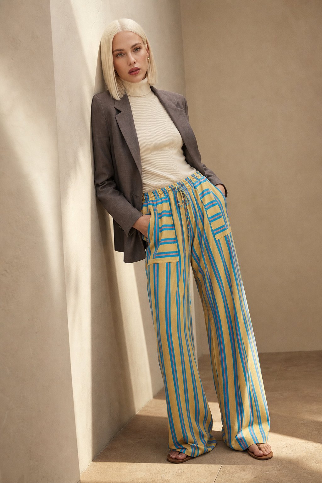 Lavisa - Striped Wide Leg Lounge Pants