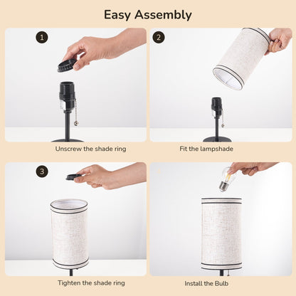 Lavisa - Small Bedside Table Lamps with USB Charging Ports