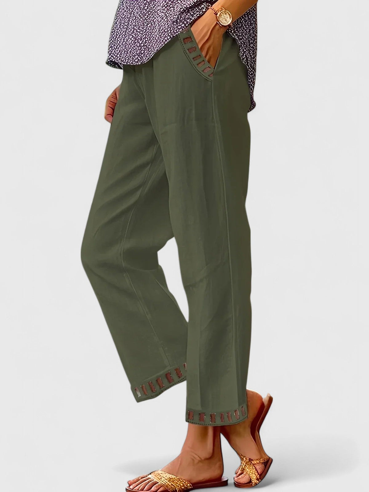 Lavisa - Contrast Trim Cropped Pants