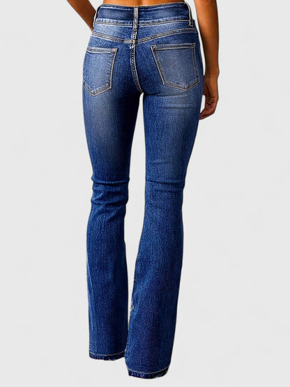 Lavisa - Flared High Waist Pants with Zipper Detail