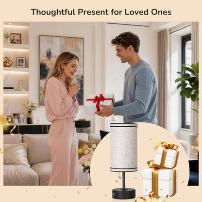 Lavisa - Small Bedside Table Lamps with USB Charging Ports