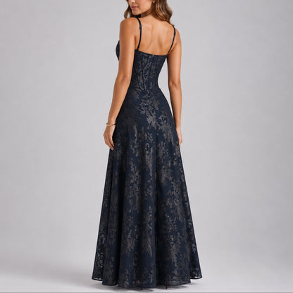 Fall Wedding Guest Dresses Floral Corset Maxi Dress - Detail & Stitching | Lavisa