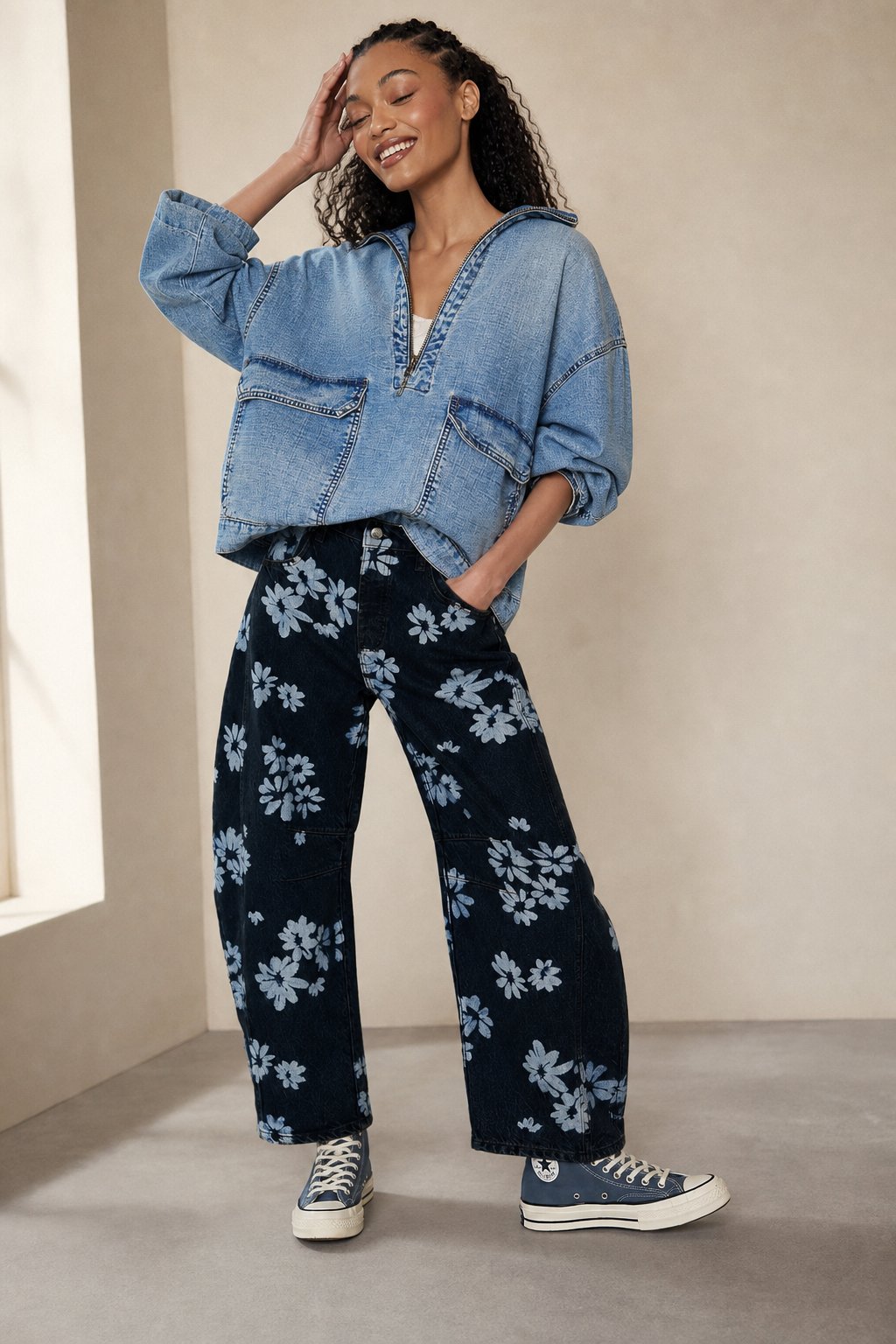Lavisa - Florence Floral Tapestry Wide Leg Jeans