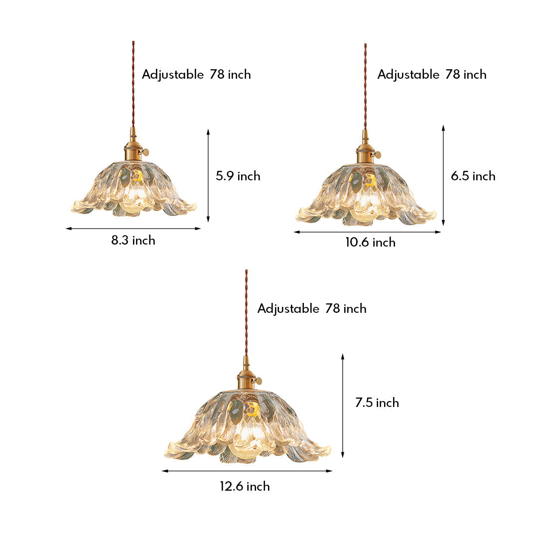 Lavisa - Japanese Floral Glass Pendant Light Brass Ceiling Fixture