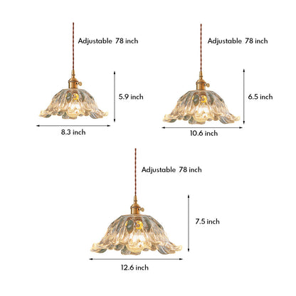 Lavisa - Japanese Floral Glass Pendant Light Brass Ceiling Fixture