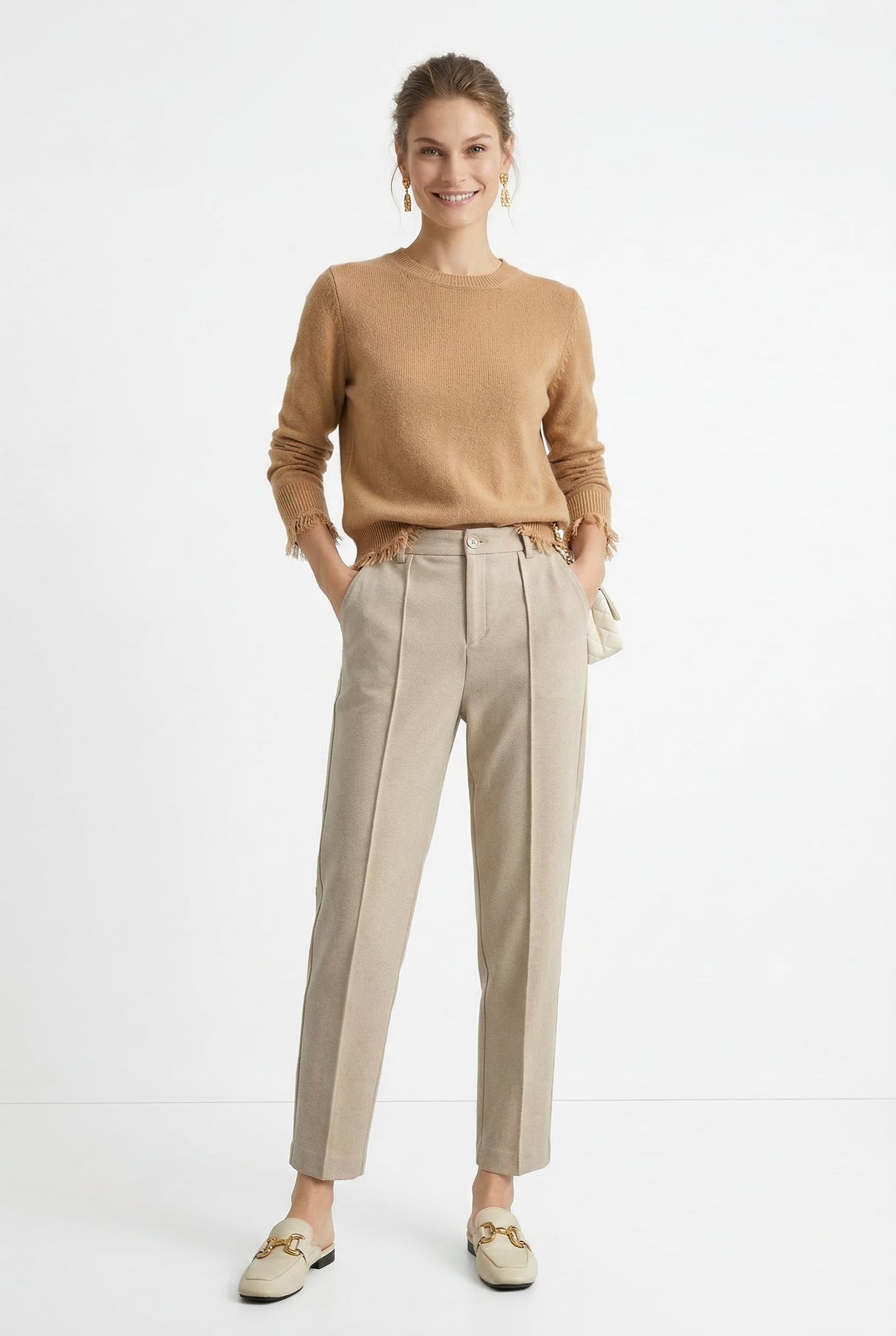 Lavisa - Tapered Woolen High-Waist Trousers