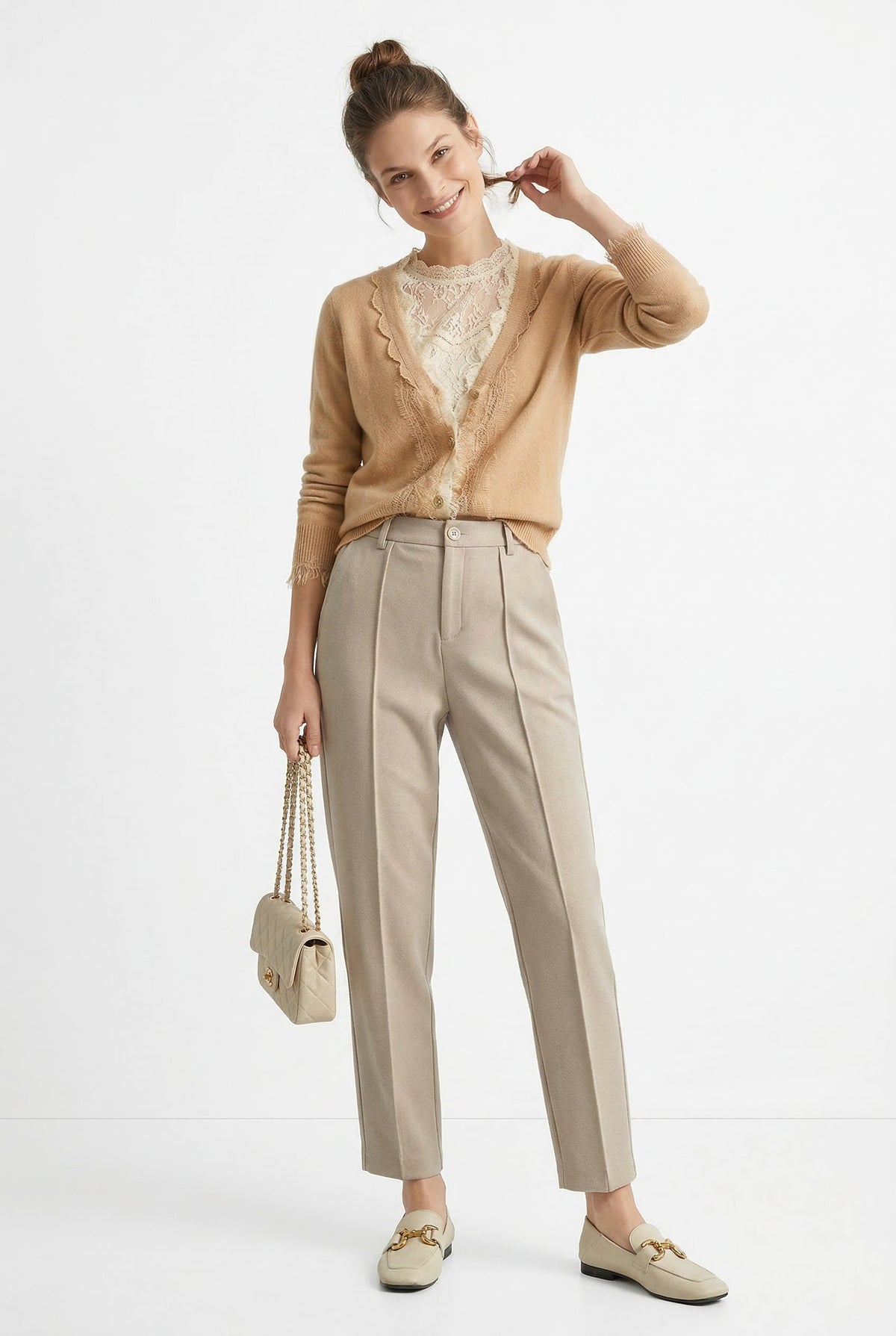Lavisa - Tapered Woolen High-Waist Trousers