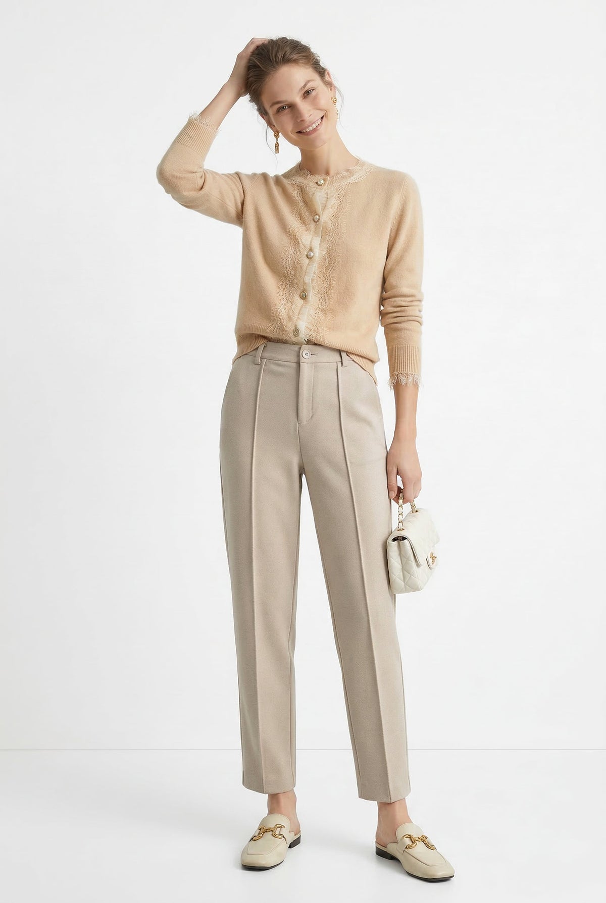 Lavisa - Tapered Woolen High-Waist Trousers
