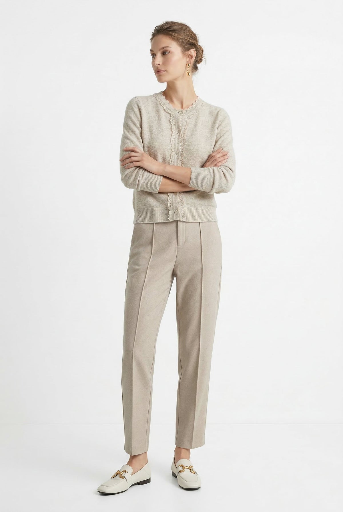 Lavisa - Tapered Woolen High-Waist Trousers