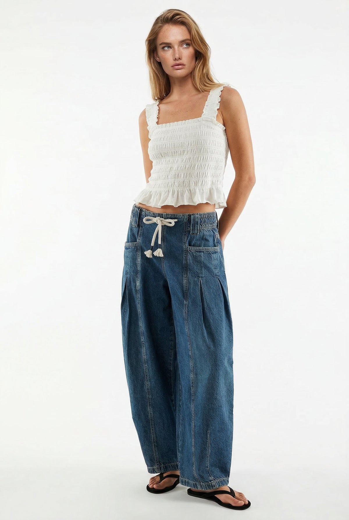 Lavisa - Marlowe Drawstring Wide Leg Denim Pants