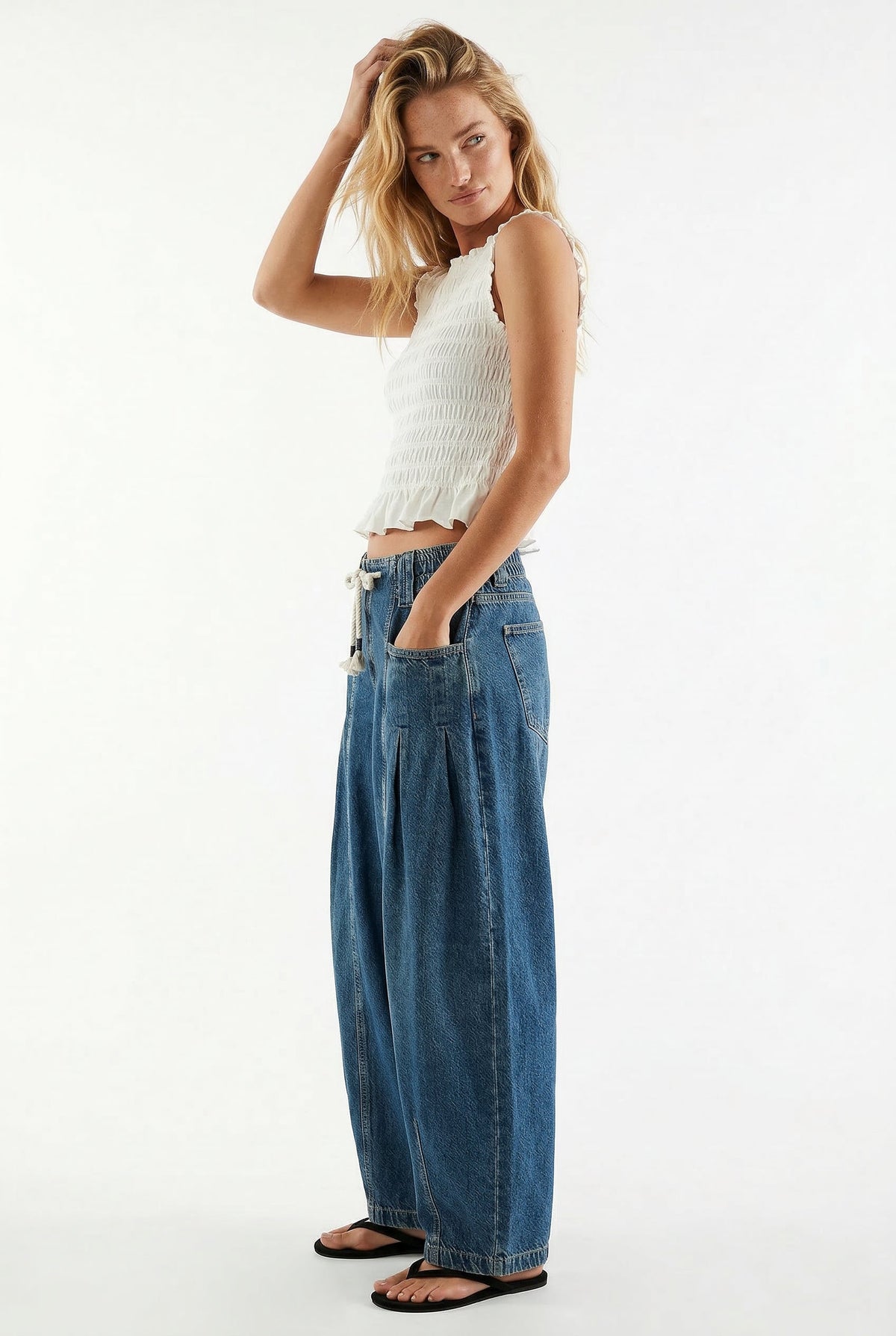 Lavisa - Marlowe Drawstring Wide Leg Denim Pants