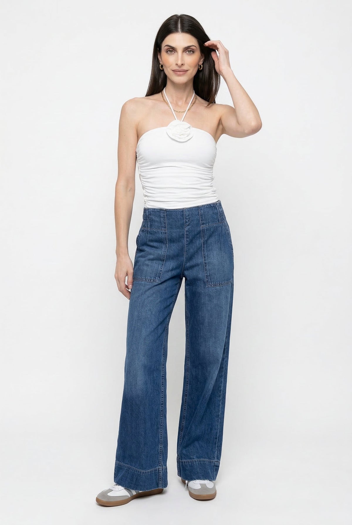 Lavisa - Relaxed High Waisted Loose Fit Wide Leg Jeans