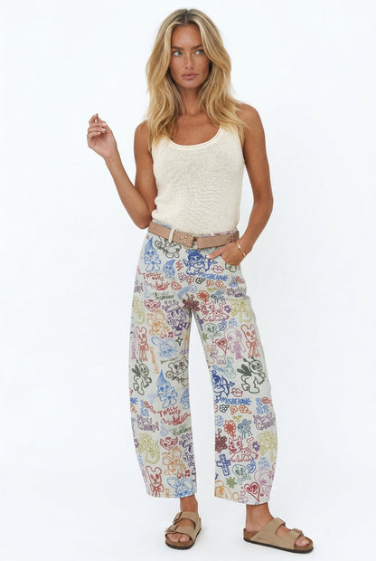 Lavisa - Florence Floral Tapestry Wide Leg Jeans