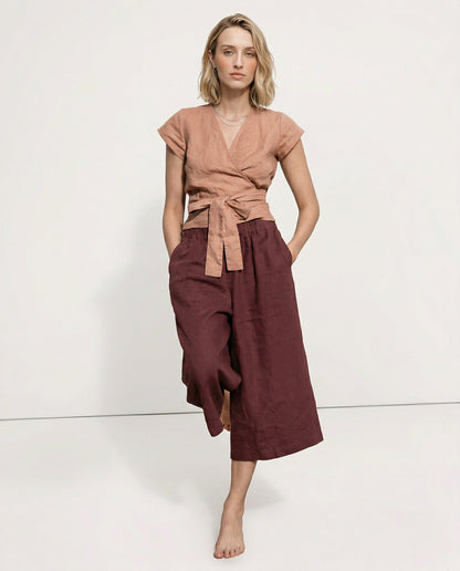 Lavisa - Cropped Wide Leg Linen Pants